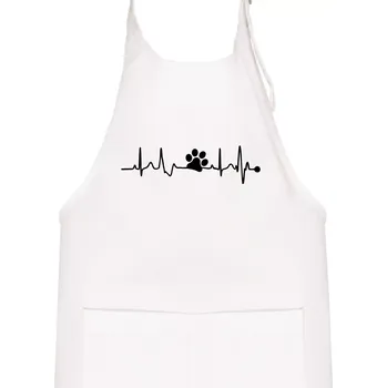 Kuchyňská zástěra Ekg psí tlapka - Dětská zástěra na vaření - Univerzální velikost ( Bílá )