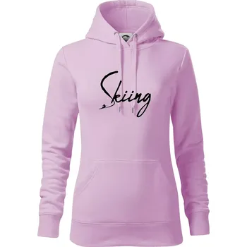 Dámská mikina Skiing nápis lyžař - Mikina dámská Cape s kapucí - XS ( Orchid )