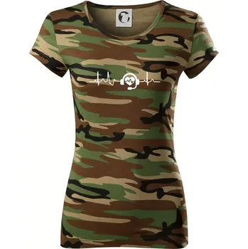 Dámské tričko EKG tísňová linka - Dámské maskáčové triko - XS ( Hnědý maskáč )