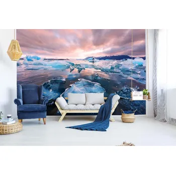 Fototapeta DIMEX | Samolepicí vliesová fototapeta na zeď Ledovcová laguna MA-5-3085 | 375 x 250 cm | modrá, šedá + Samolepicí vliesová fototapeta na stěnu DIMEX Ledovcová laguna MA53085 v rozměru 375 x 250 cm