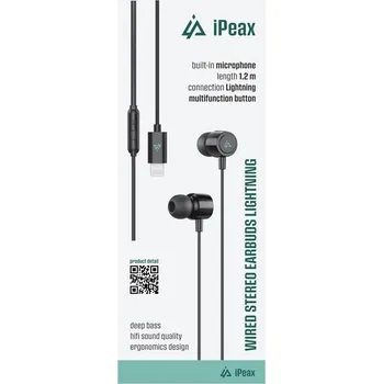 Sluchátka iPEAX drátová sluchátka Lightning černá