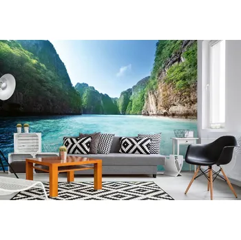 Fototapeta DIMEX | Samolepicí vliesová fototapeta na zeď Ostrovy Phi Phi MA-5-3137 | 375 x 250 cm | zelená, modrá, šedá + Samolepicí vliesová fototapeta na stěnu DIMEX Ostrovy Phi Phi MA53137 v rozměru 375 x 250 cm