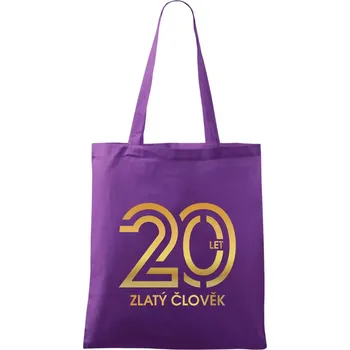 20 let zlatý člověk - Taška bavlněná - 42 x 38 cm ( Fialová )