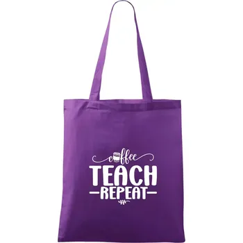 Coffee teach repeat - Taška bavlněná - 42 x 38 cm ( Fialová )