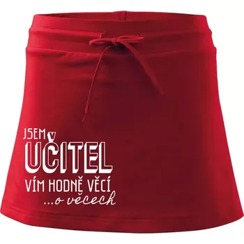 Dámská sukně Jsem učitel, vím hodně věcí - Sportovní sukně - two in one - XL ( Červená )