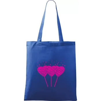 Nákupní taška Srdce balónky - Taška bavlněná - 42 x 38 cm ( Královská modrá )