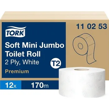 Toaletní papír Tork jumbo mini - 2 vrstvý, T2, 188 mm, 170 m, 12 rolí