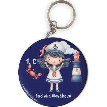 Přívěšek s otvírákem s potiskem Do první třídy pro holčičku s upravitelným textem