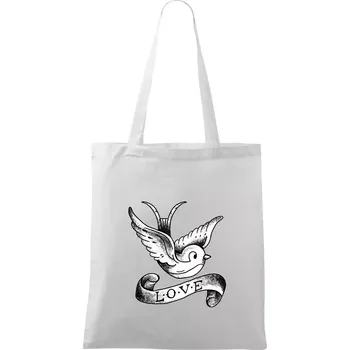 Nákupní taška Love holubice - kreslená - Taška bavlněná - 42 x 38 cm ( Bílá )