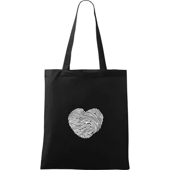 Otisk prstu srdce - Taška bavlněná - 42 x 38 cm ( Černá )
