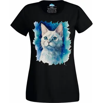 Dámské tričko Modrooká Kočka (Velikost: 4XL, Barva: Černá)