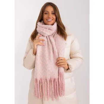 Šála Světle růžová geometrická šála s třásněmi AT-