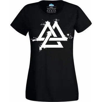 Dámské tričko Valknut Uzel Padlých Válečníků (Velikost: 4XL, Barva: Černá)