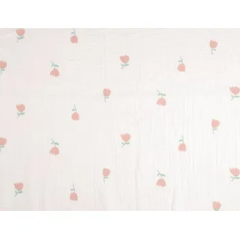 Mušelín / gázovina tulipány, barva Off White