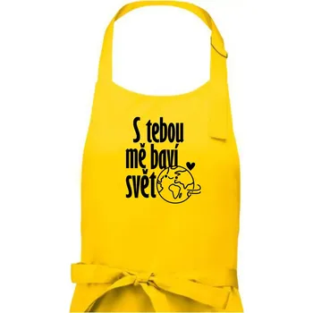 Kuchyňská zástěra S tebou mě baví svět - Pánská zástěra na vaření - Univerzální velikost ( Žlutá )