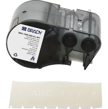 Pásek do tiskárny Brady M5C-1500-595-CL-WT / 170948, 38.10 mm x 6.10 m, Vinyl, bílý tisk / průhledný podklad