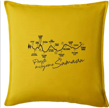 Polštář Šumava - Prostě milujeme Šumavu - Polštář 50x50 - 50x50 - Pouze potah ( Žlutá )