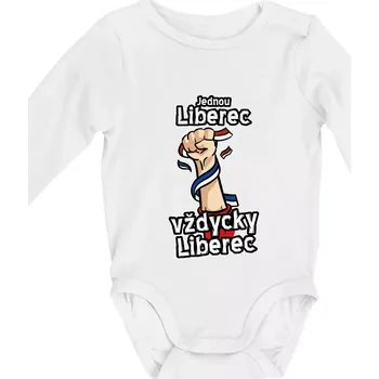 Jednou Liberec vždycky Liberec - Body kojenecké s dlouhým rukávem - Dlouhý r. 3-6 měs ( Bílá )