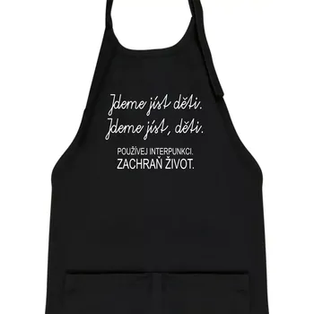 Kuchyňská zástěra Jdeme jíst děti - Dětská zástěra na vaření - Univerzální velikost ( Černá )