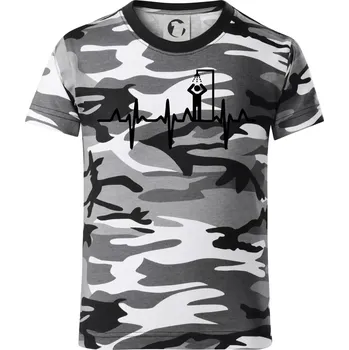 Chlapecké tričko EKG otužování sprcha - Dětské maskáčové triko - 104-110cm / 3-4 roky ( Šedý maskáč )