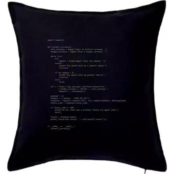 Polštář Python Prevodnik měn - Polštář 50x50 - 50x50 - Pouze potah ( Černá )