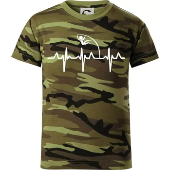 EKG skok o tyči - Dětské maskáčové triko - 122 cm/6 let ( Zelený maskáč )