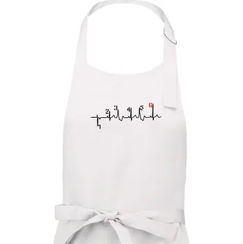 Kuchyňská zástěra Moto EKG řazení - Dámská zástěra na vaření - Univerzální velikost ( Bílá )