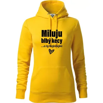 Dámská mikina Miluju blbý kecy - Mikina dámská Cape s kapucí - 2XL ( Žlutá )