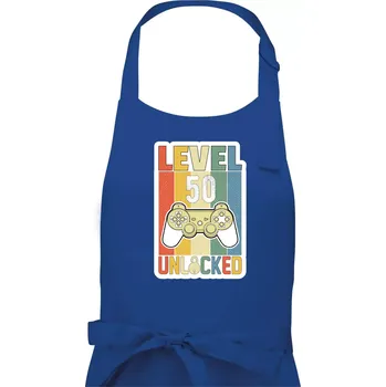Kuchyňská zástěra Gaming narozeniny 50 - Dámská zástěra na vaření - Univerzální velikost ( Královská modrá )