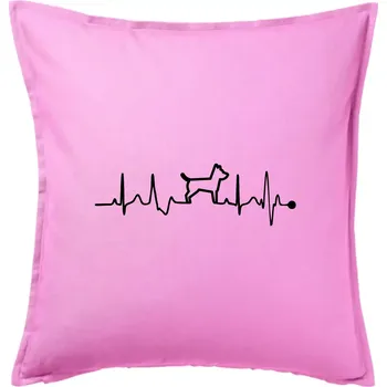 Polštář Ekg psí obrys - Polštář 50x50 - 50x50 - Pouze potah ( Růžová )