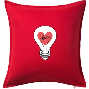 Polštář Love žárovka rozum - Polštář 50x50 - 50x50 - Pouze potah ( Červená )