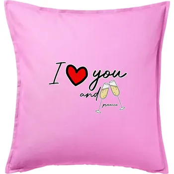 Polštář I love you and prosecco - Polštář 50x50 - 50x50 - Pouze potah ( Růžová )