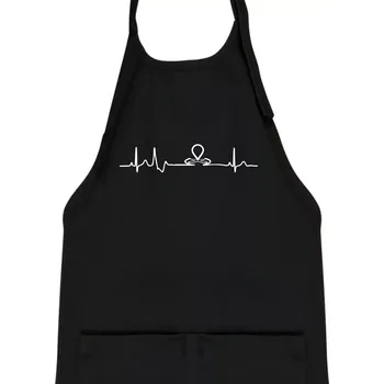 Kuchyňská zástěra Geocache ekg - Dětská zástěra na vaření - Univerzální velikost ( Černá )