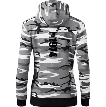 Dámská mikina Limited edition 1974 pruh - Dámská mikina trendy zipper s kapucí - XS ( Šedý maskáč )