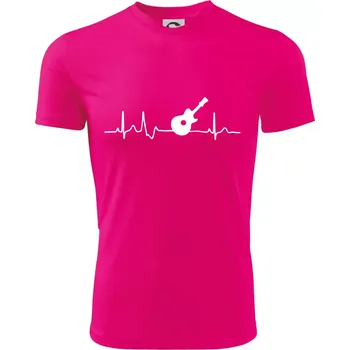 EKG akustická kytara - Dětské triko sportovní (dresovina) - 158 cm/12 let ( Neon Pink )