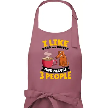 Kuchyňská zástěra I like dogs and coffee and maybe 3 people - Dámská zástěra na vaření - Univerzální velikost ( Starorůžová )