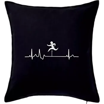 Polštář EKG překážkový běh - Polštář 50x50 - 50x50 - Pouze potah ( Černá )