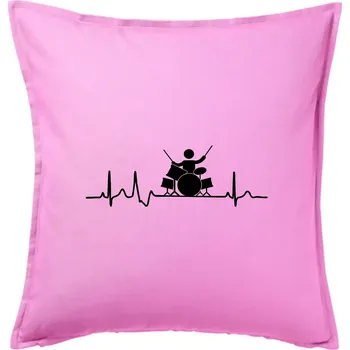 Polštář EKG bubeník - Polštář 50x50 - 50x50 - Včetně výplně ( Růžová )