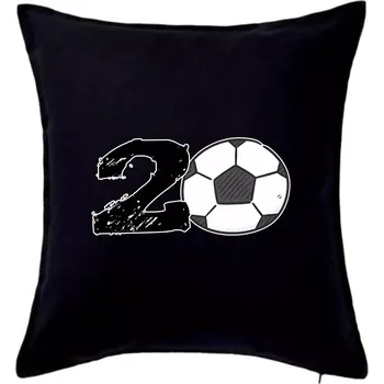 Polštář Fotbal kulaté narozeniny 20 - Polštář 50x50 - 50x50 - Pouze potah ( Černá )