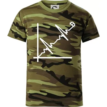 EKG graf bitcoin - Dětské maskáčové triko - 146 cm/10 let ( Zelený maskáč )