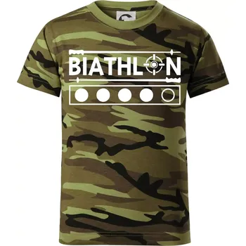 Biathlon terč a hůlky - Dětské maskáčové triko - 146 cm/10 let ( Zelený maskáč )