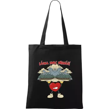 Nákupní taška Láska hory přenáší - Taška bavlněná - 42 x 38 cm ( Černá )