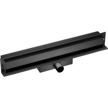 Odvodňovací žlab Cerano Lineární odtokový žlab ke stěně, se sifonem, černá matná, 70 cm, CER-476666