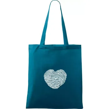 Otisk prstu srdce - Taška bavlněná - 42 x 38 cm ( Petrolejová )