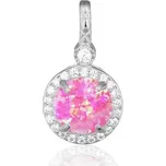 JVD Dámský stříbrný přívěsek se zirkony a růžovým opálem SVLP0412SH2O400 SKLAD