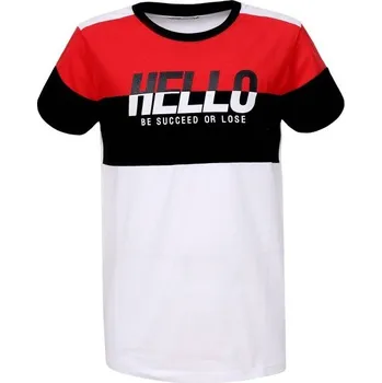 Chlapecké tričko Chlapecké tričko GLO-STORY HELLO krátký rukáv Barva: Červeno-černo-bílé, Velikost: 152