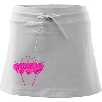 Dámská sukně Srdce balónky - Sportovní sukně - two in one - XS ( Bílá )