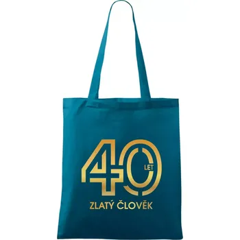 40 let zlatý člověk - Taška bavlněná - 42 x 38 cm ( Petrolejová )