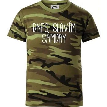 Chlapecké tričko Dnes slavím Sámday - Dětské maskáčové triko - 122 cm/6 let ( Zelený maskáč )