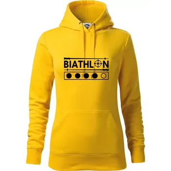 Dámská mikina Biathlon terč a hůlky - Mikina dámská Cape s kapucí - S ( Žlutá )
